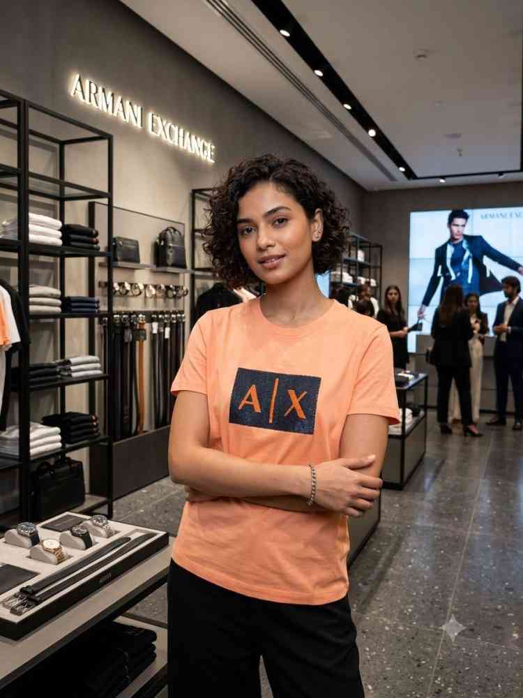 Armani Exchange Orange Premium Quality Women T-shirt