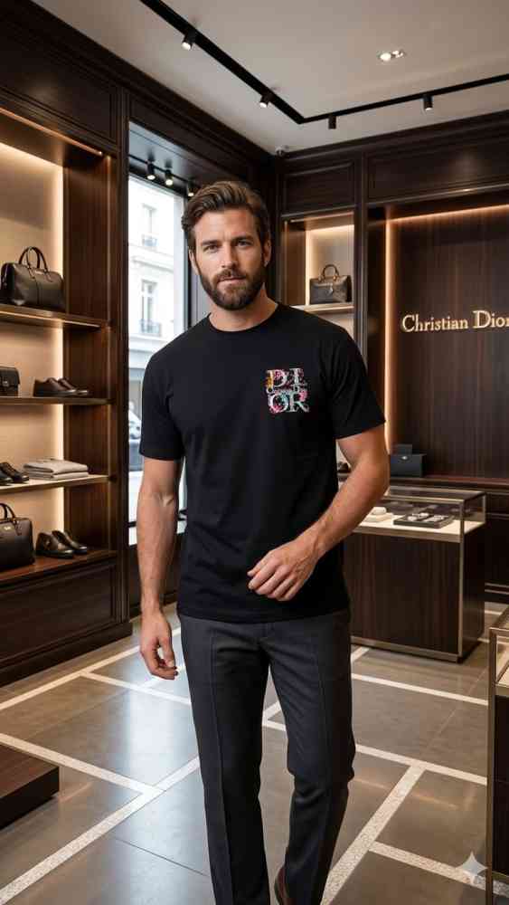 Black Dior White Premium Quality Polo T-Shirt