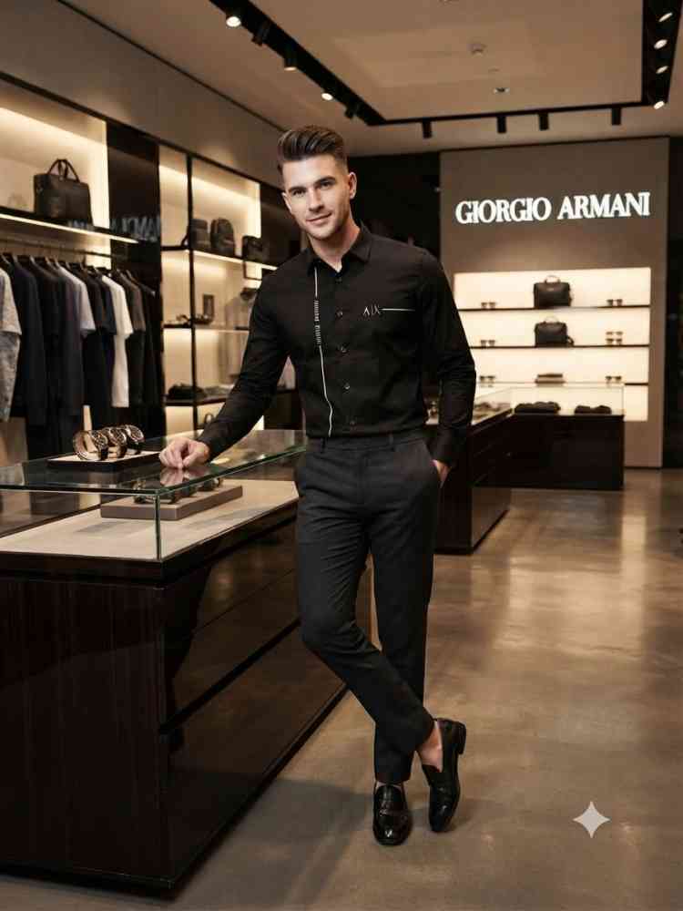Armani Exchange Black Pemium Quality Cotton Shirt