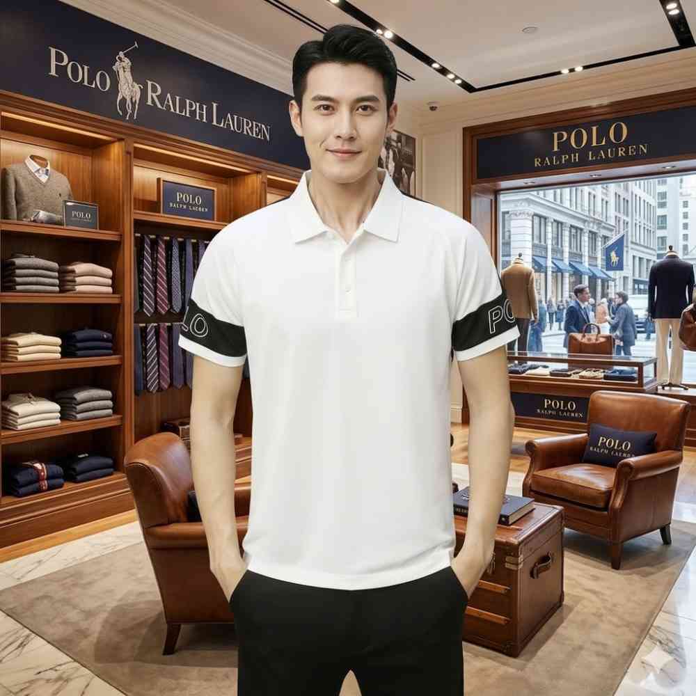 Ralph Lauren White Premium Collar T-shirt
