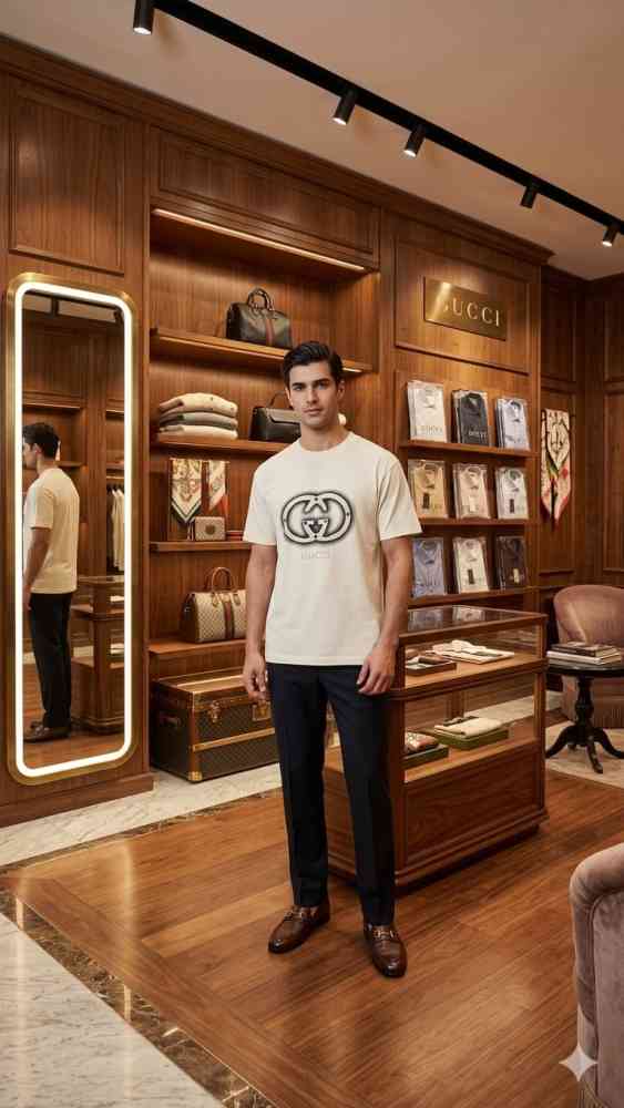 Gucci Cream Premium Quality Polo T-shirt