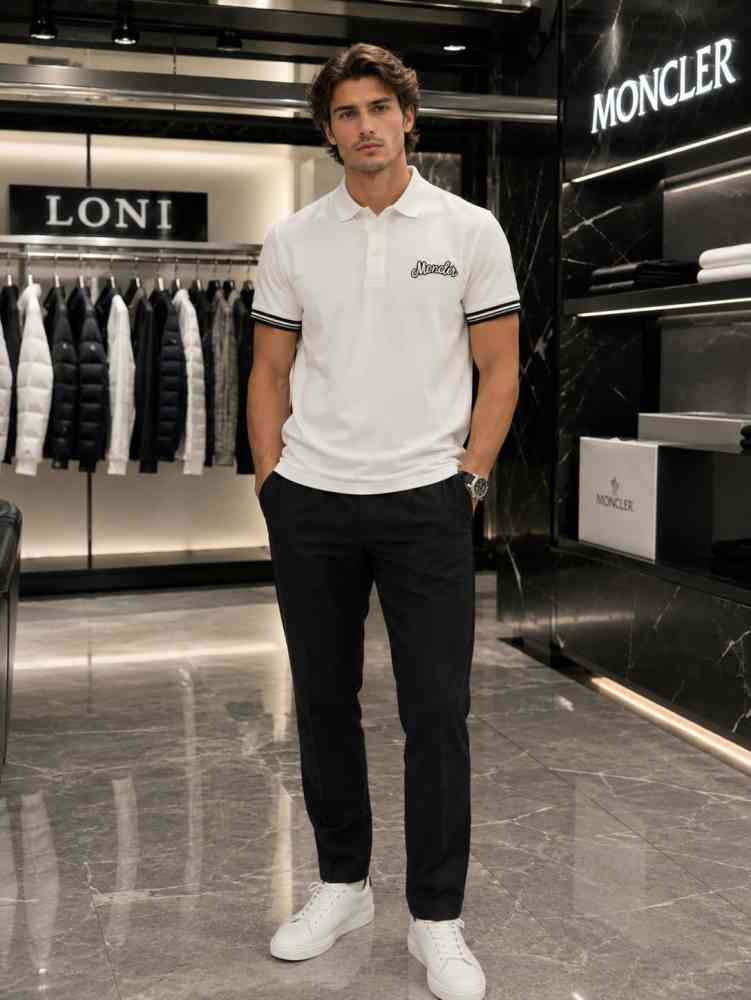 White Moncler Black Premium Quality T-shirt