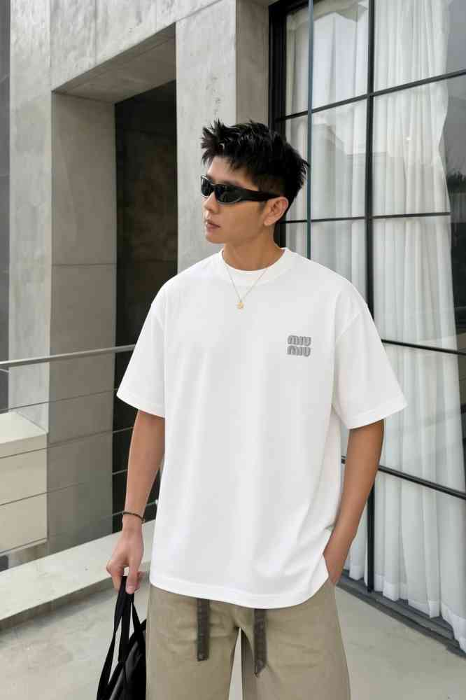 Miu Miu White Premium Collar T-shirt