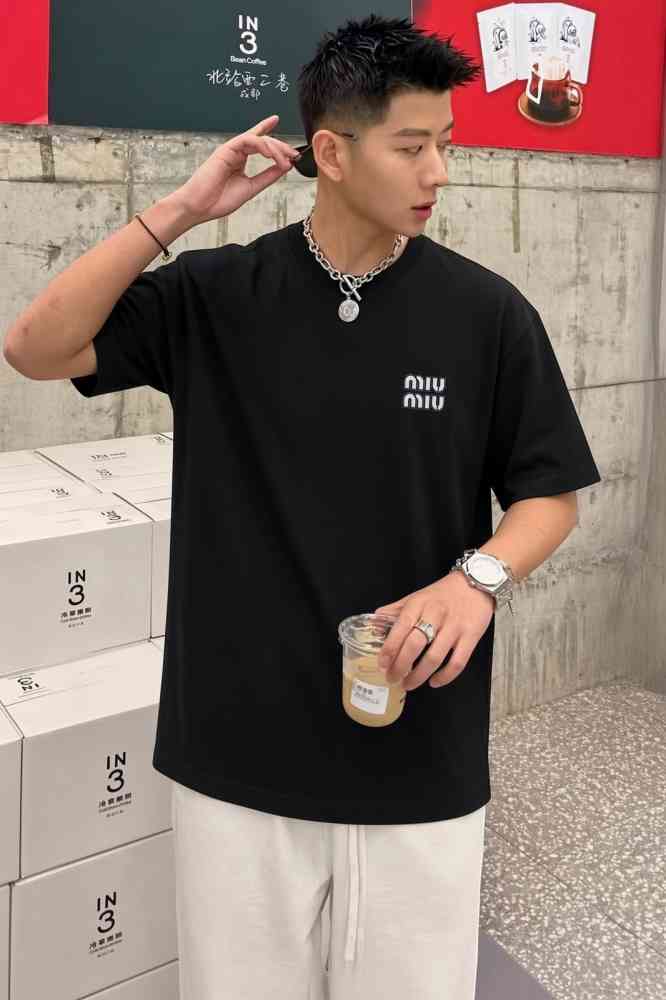 Miu Miu Black Premium Collar T-shirt