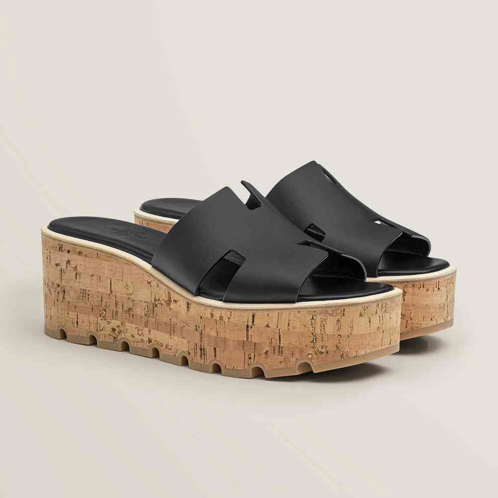 Black Hermes Oasis Brown Ezy 30 Heel Sandal