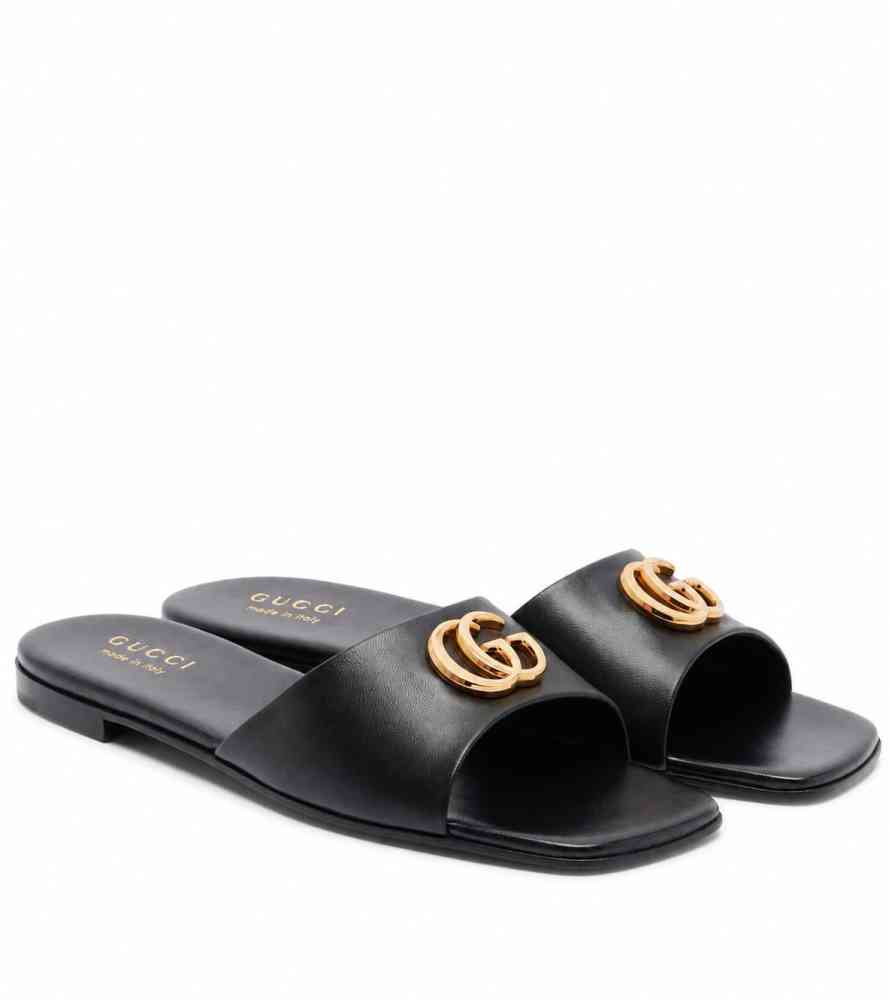 Black Gucci White Premium Quality Women's Flat Sandals