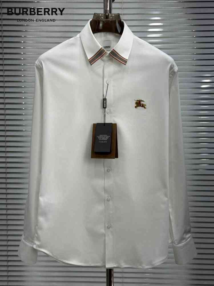 White Burberry Navy Blue Premium Quality Shirt