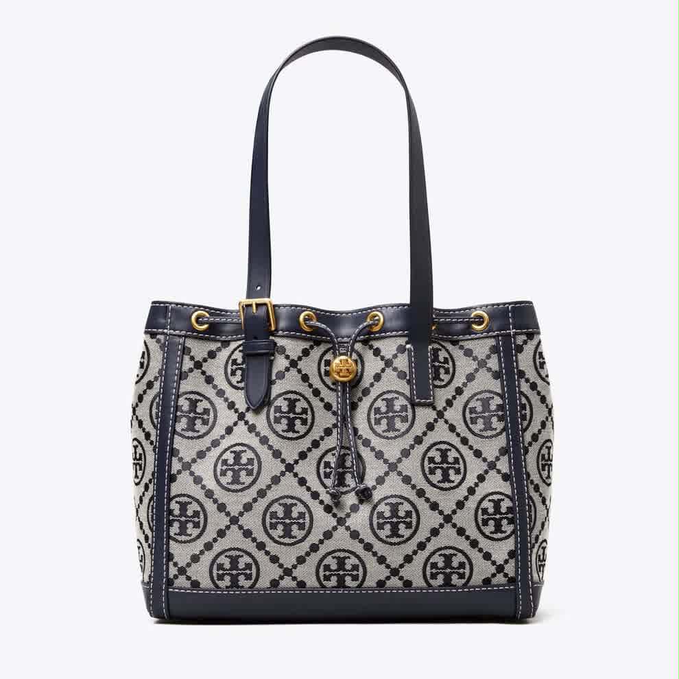 Black Tory Burch Perry Brown Small Embossed Tote Bag