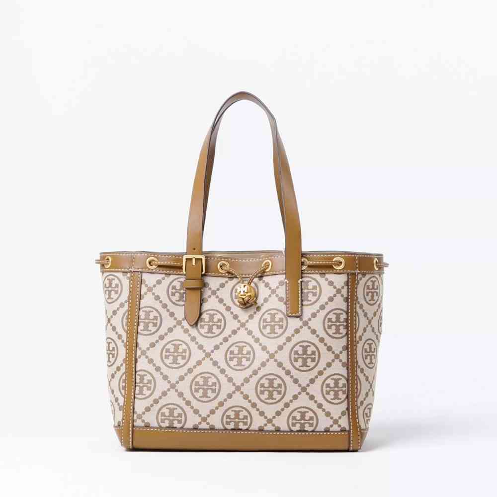 Tory Burch Perry Brown Small Embossed Tote Bag