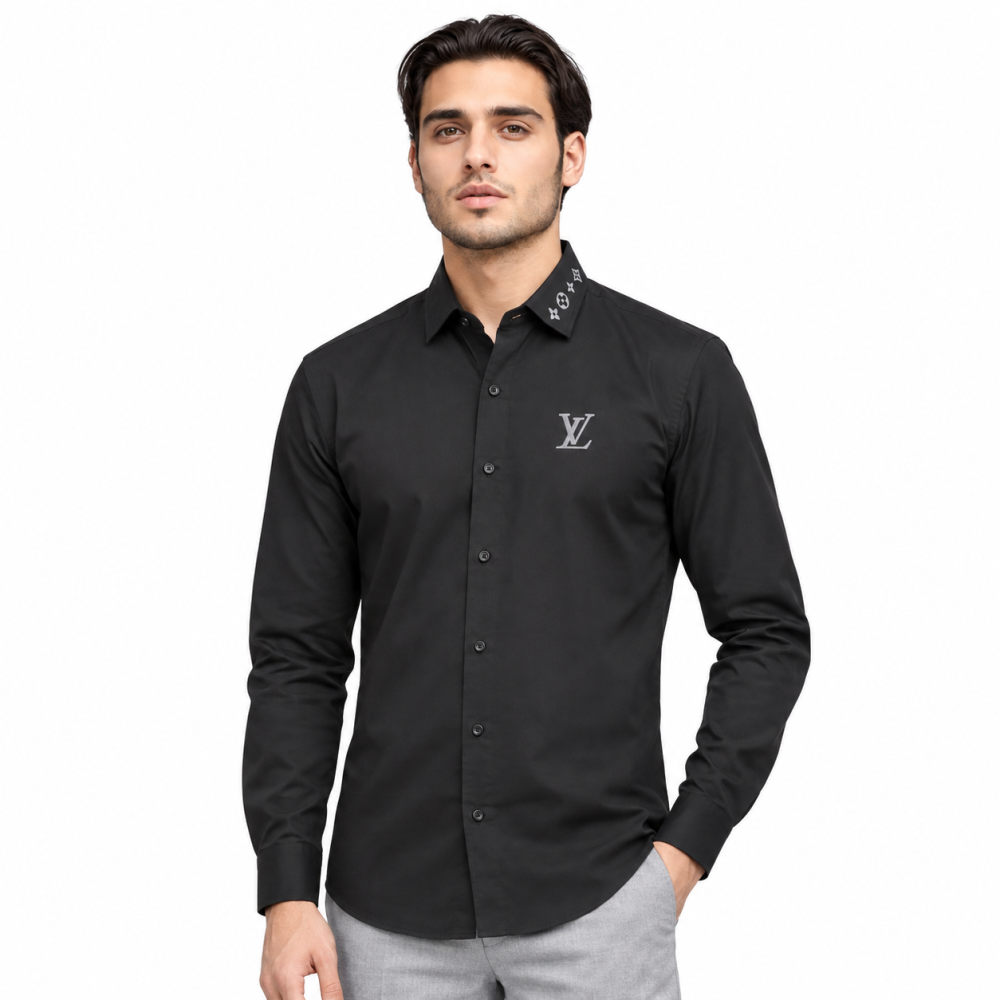 Louis Vuitton Embossed Logo Black Premium Shirt