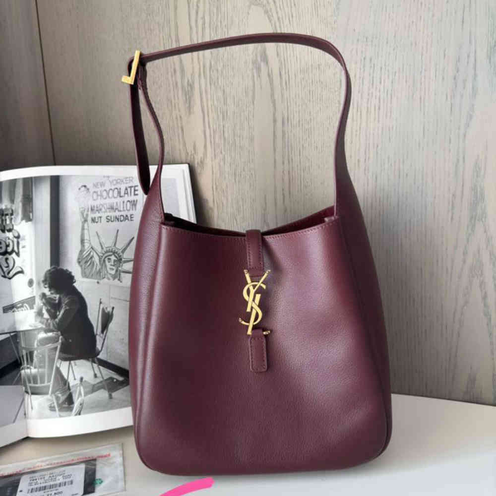 Wine YSL Le 5 à 7 Brown Hobo Bag