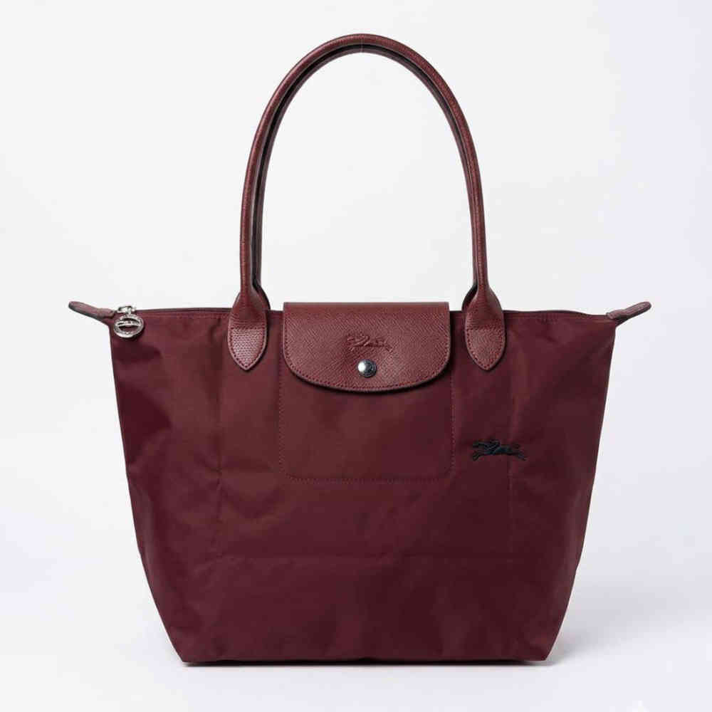 Wine Longchamp Le Pliage Dark Green Tote Bag