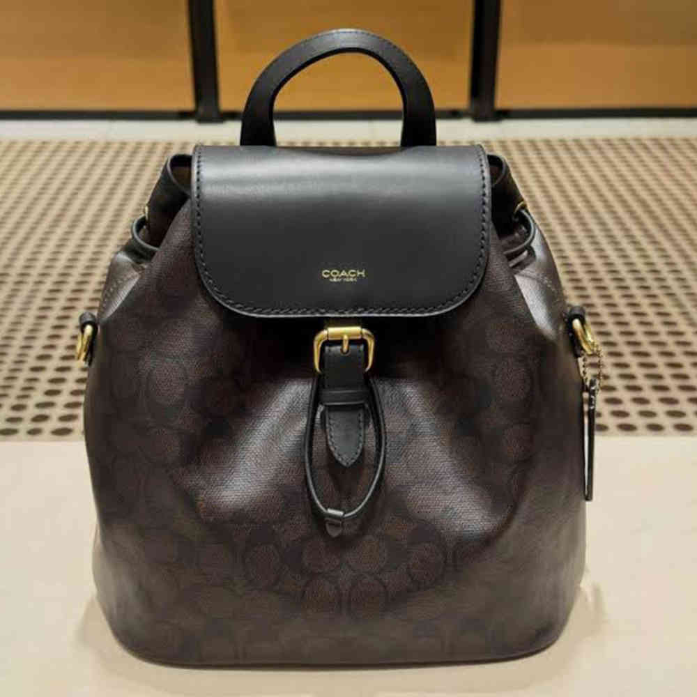 Coach Path Black Backpack in Signature Canvas