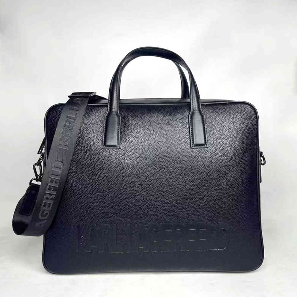 Karl Lagerfeld Essential Leather Black Laptop Bag