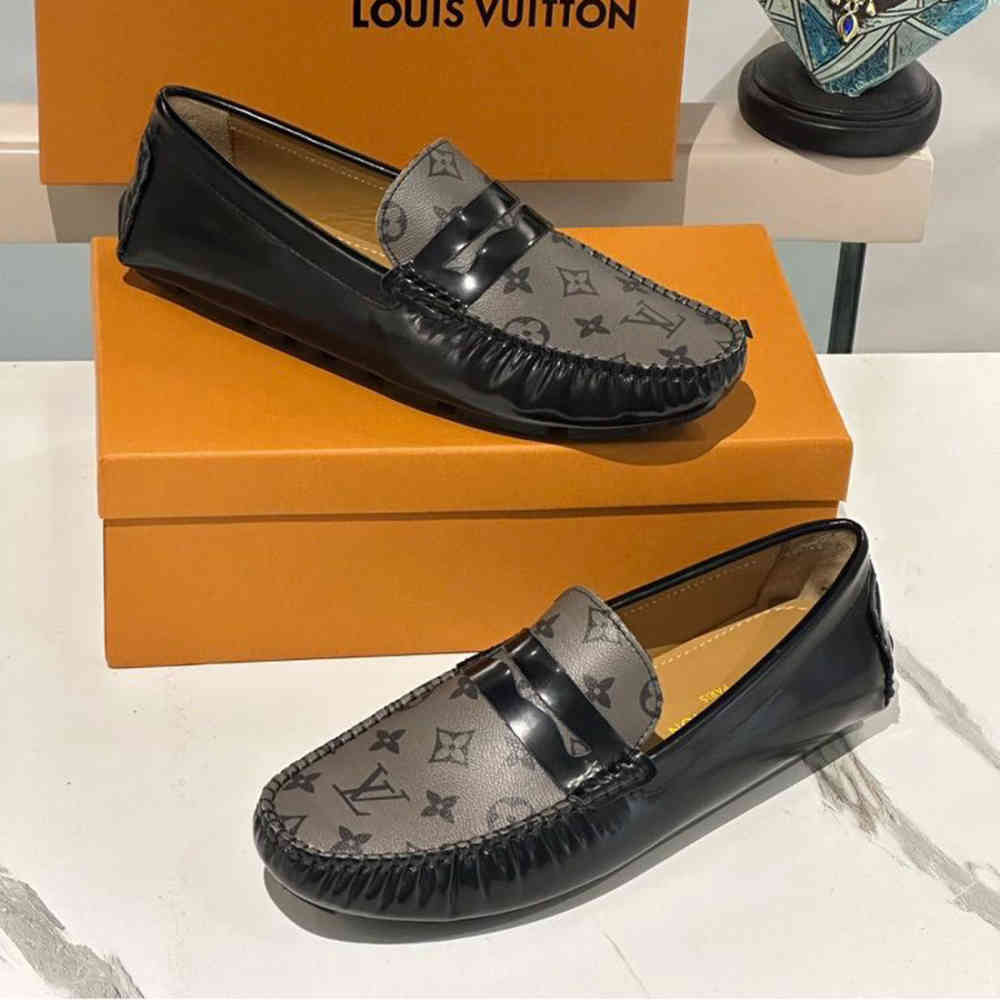 Black Louis Vuitton Gloria Moccasin Brown Loafer