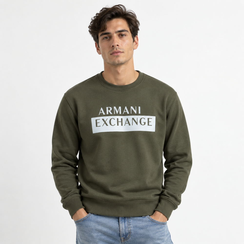 Dark Green Armani Exchange Sky Blue Premium Quality Sweatshirt