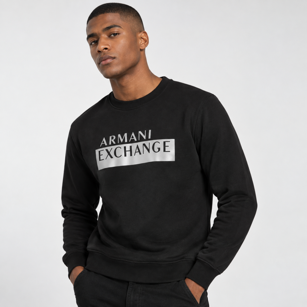 Black Armani Exchange Sky Blue Premium Quality Sweatshirt