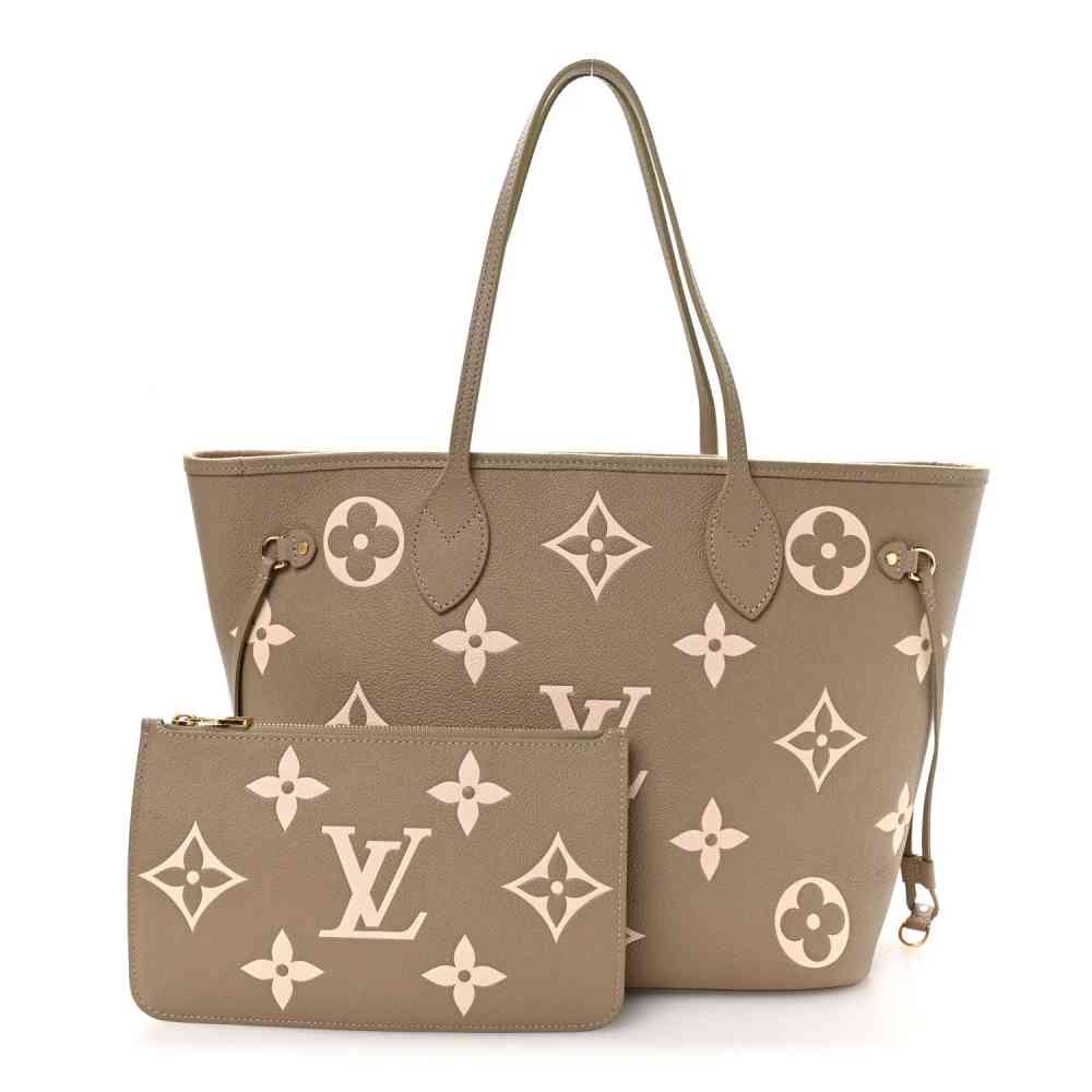 Grey Louis Vuitton Neverfull MM Black Tote Bag