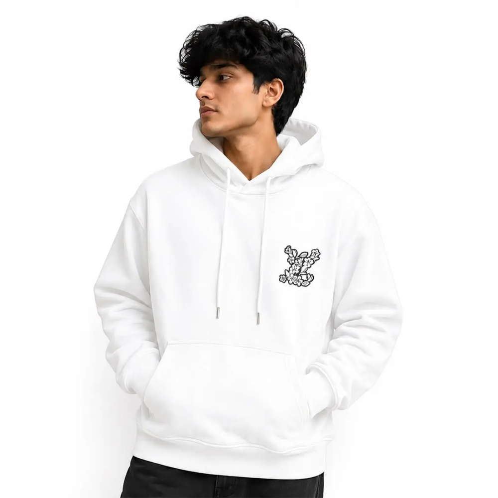 Louis Vuitton White Flower Monogram Embroidered Hoodie