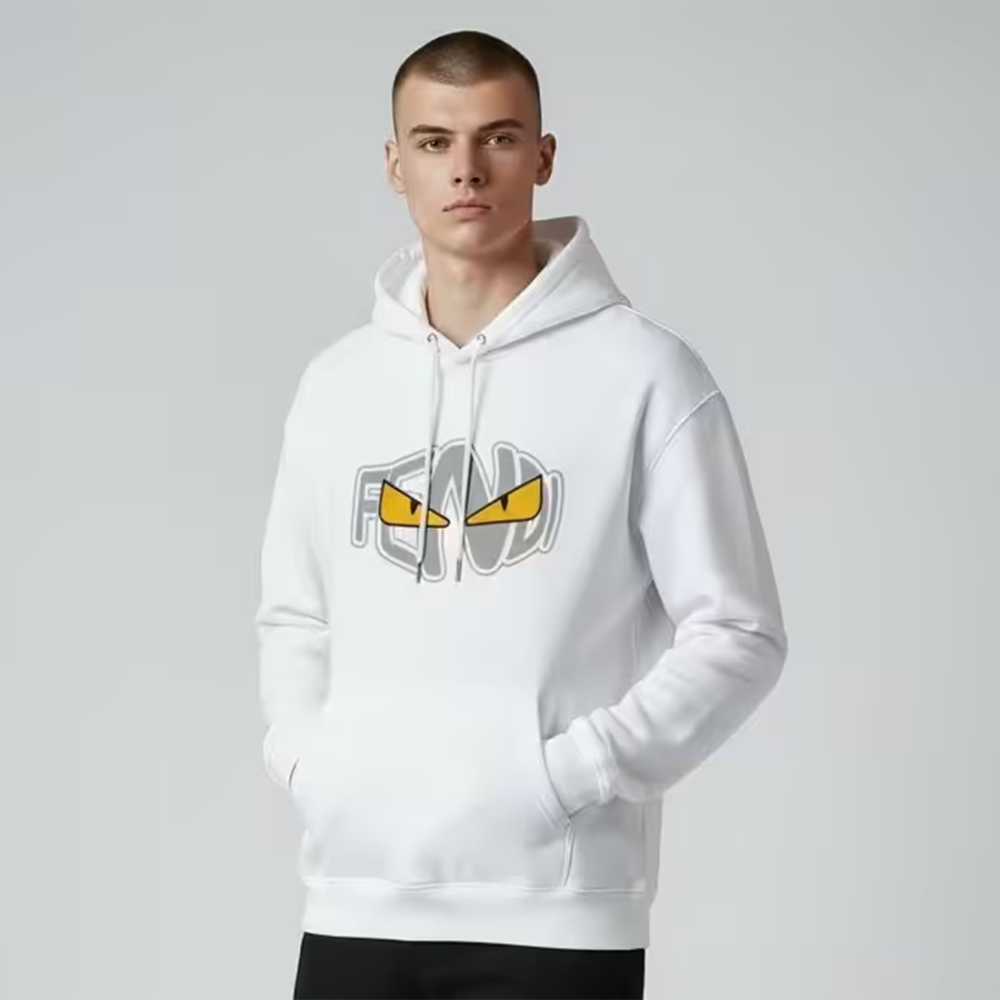 Fendi White Diabolic Bug Eyes Graphic Hoodie