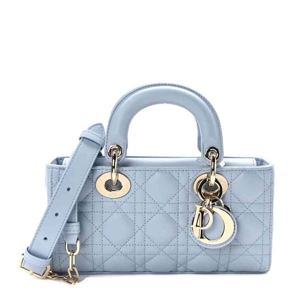 Sky Blue Dior Lady D Joy White/Black Handbag