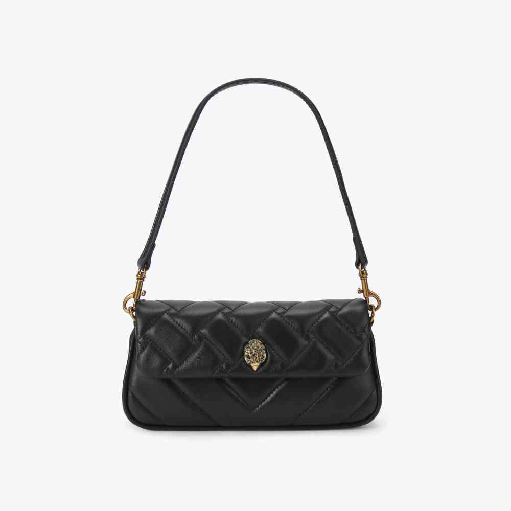 Black Kurt Geiger London Kensington White Leather Shoulder Bag