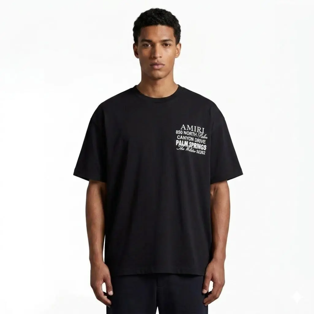 Black Amiri "Canyon Drive" Graphic White T-Shirt