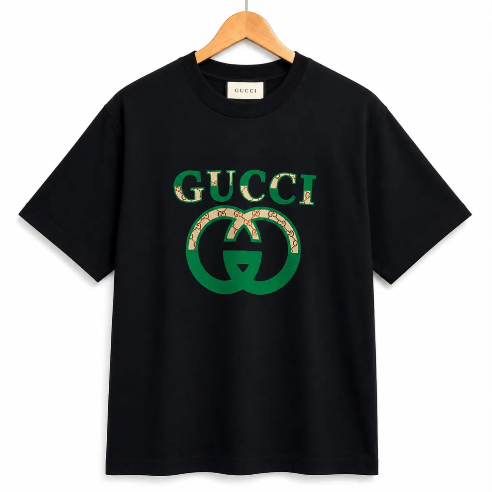 Black Gucci Interlocking G Graphic White T-Shirt
