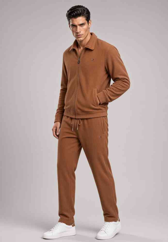 Tommy Hilfiger Brown Premium Beige Canvas Tracksuit