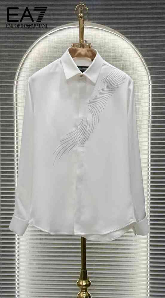 White Emporio Armani logo Print Wine Premium Luxury Shirt