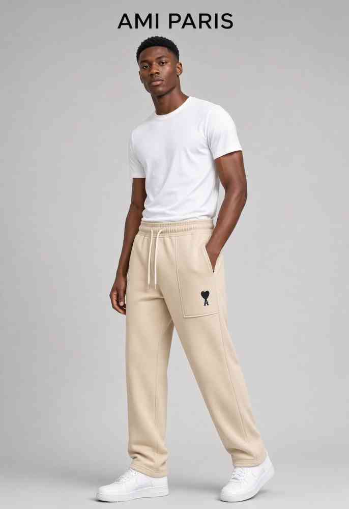 Cream Ami Paris Blue Premium Quality Warm Track Pant