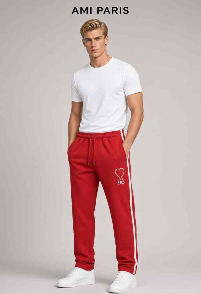 Ami Paris Red Premium Quality Warm Track Pant