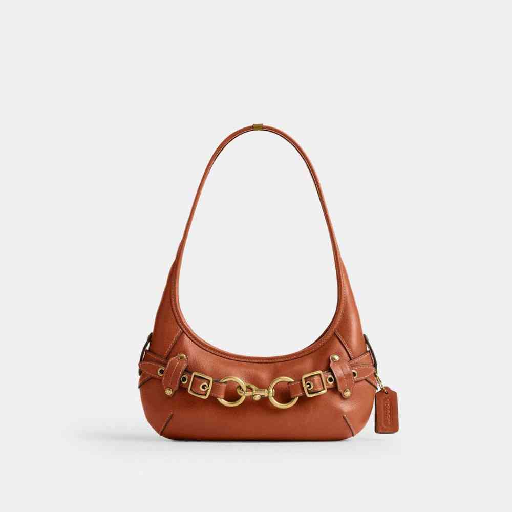 Brown Coach Belted Ergo 26 Beige Shoulder Bag