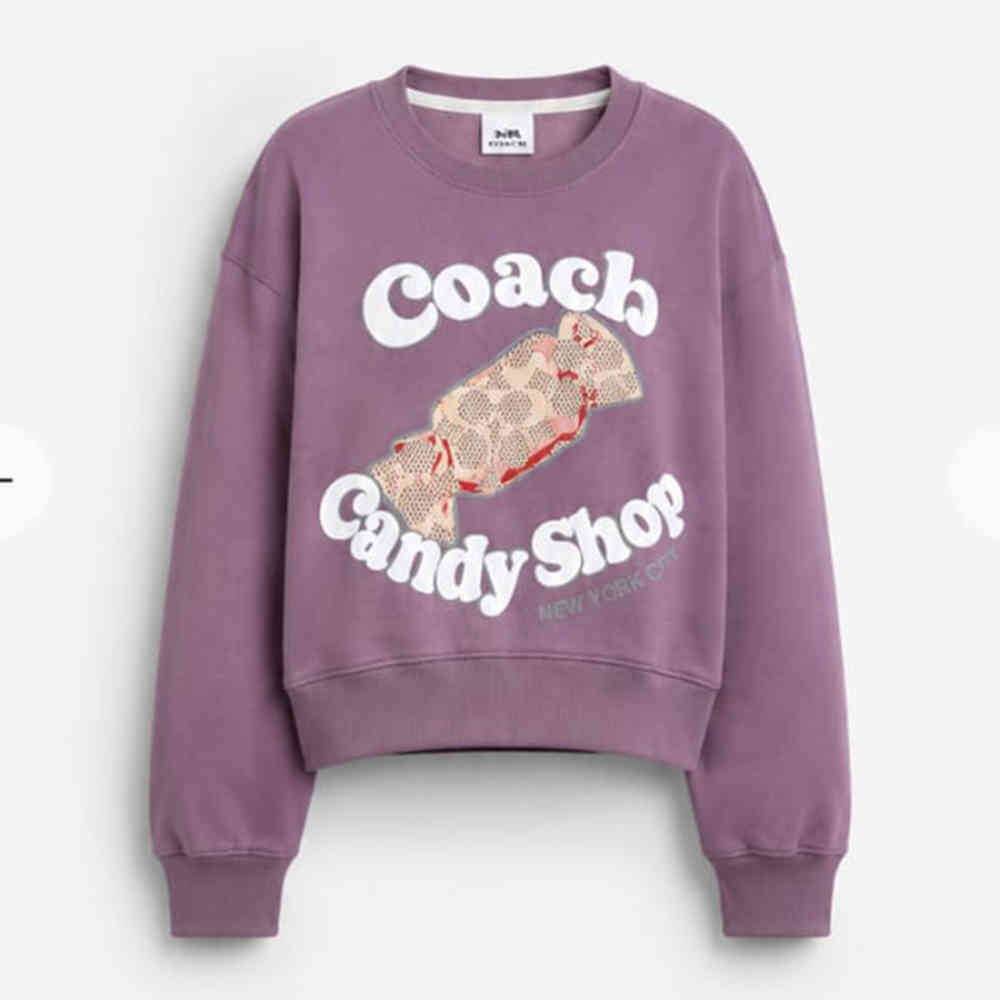Purple Coach Cherry Sequin Crewneck Sweatshirt