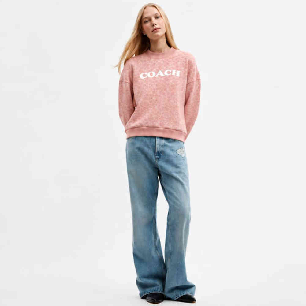 Pink Coach Cherry Sequin Crewneck Sweatshirt