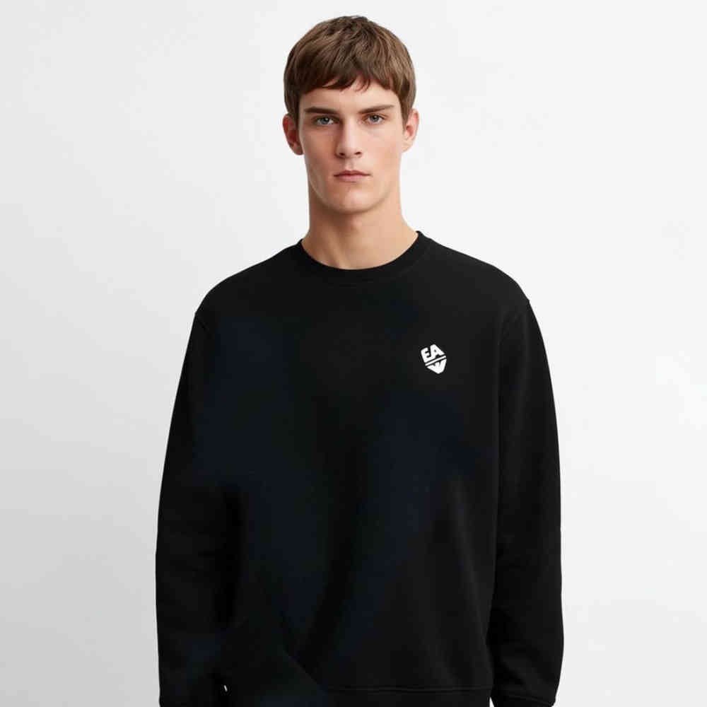 Black Emporio Armani Blue Cotton Sweatshirt
