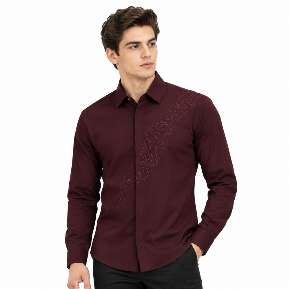 Emporio Armani logo Print Wine Premium Luxury Shirt