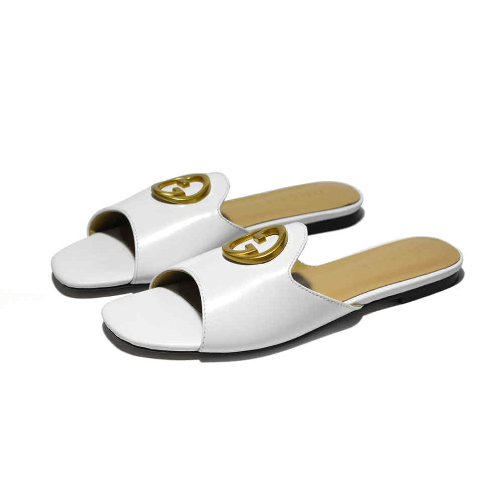 Gucci White Premium Quality Women's Flat Sandals