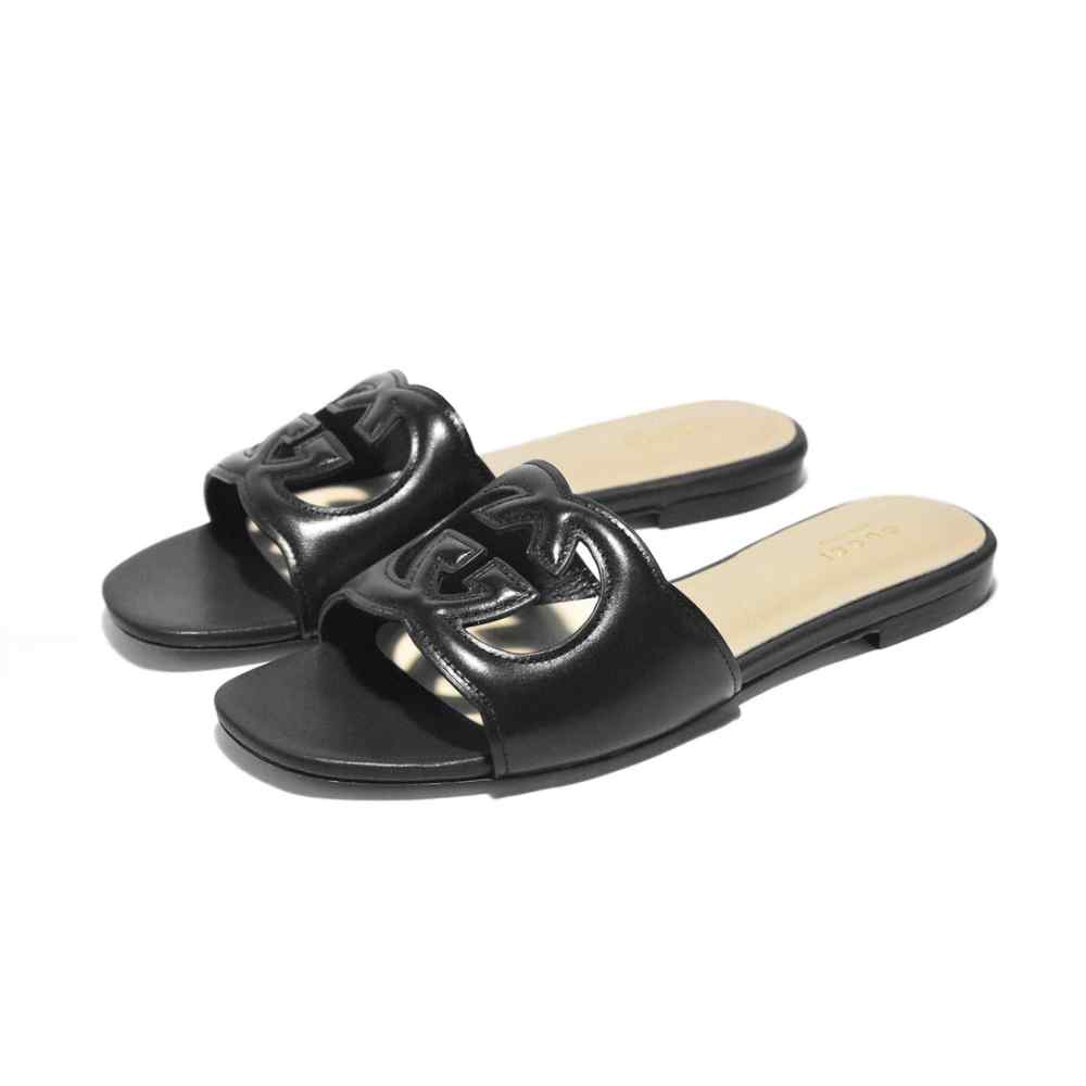 Gucci Black Premium Quality Women's Flat Sandals