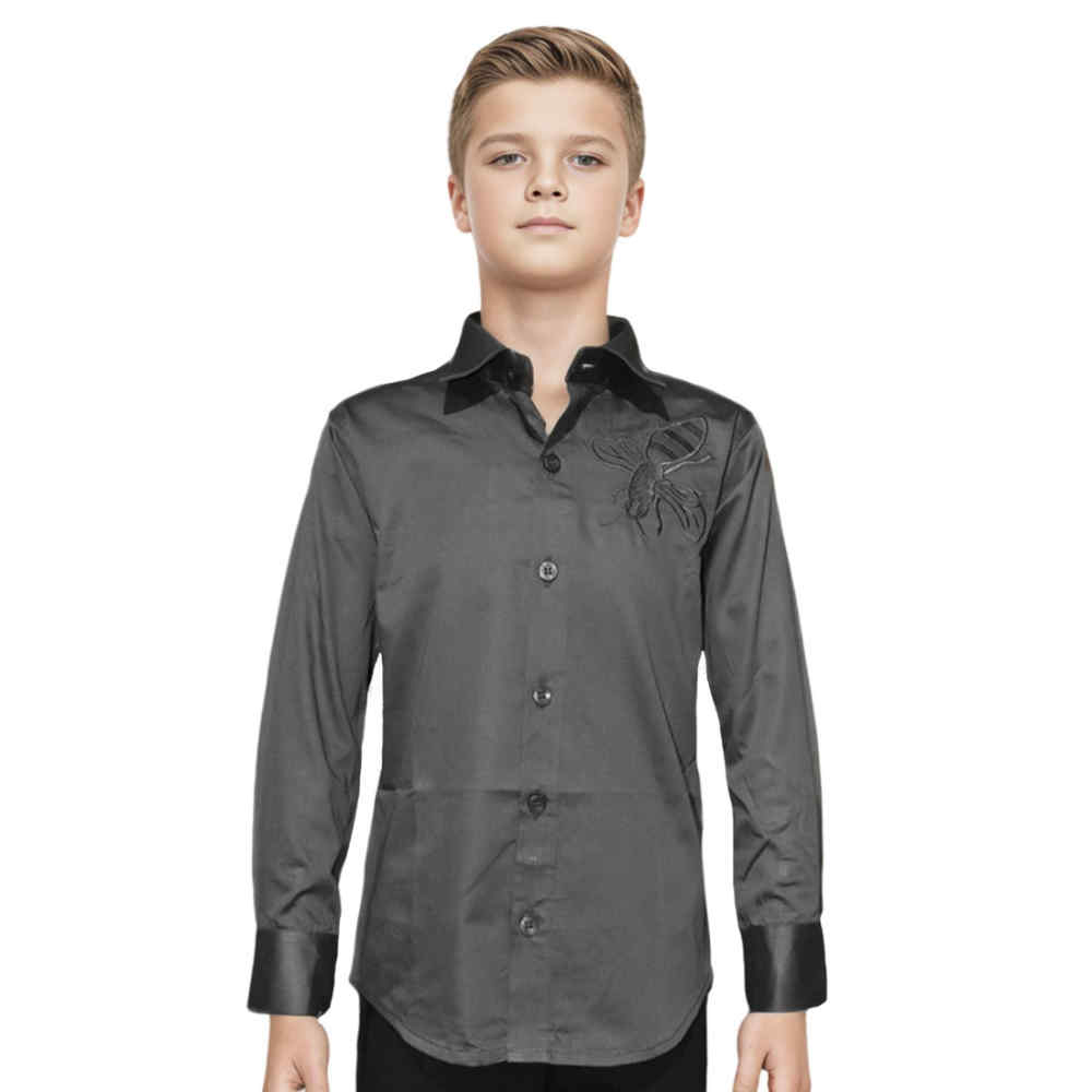 Gucci Bee Embroidered Grey Kids Shirt