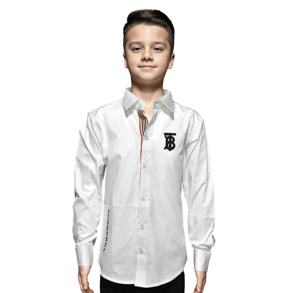 Burberry Embroidered Premium White Kids Shirt
