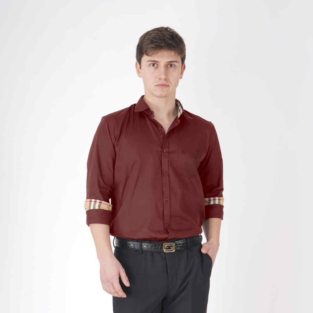 Burberry Maroon Premium Quality Shirt