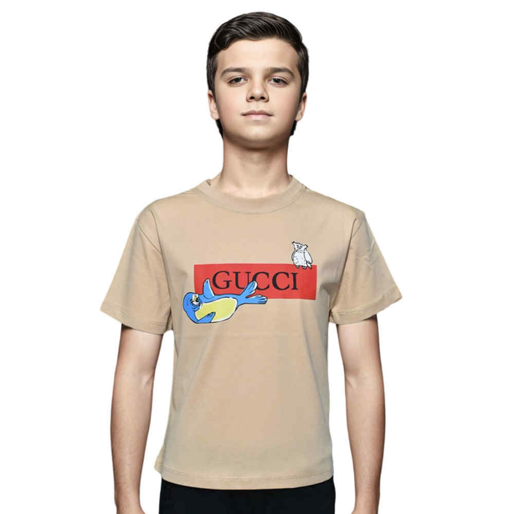 Gucci Baby Seal Print Brown Premium Kids T-shirt