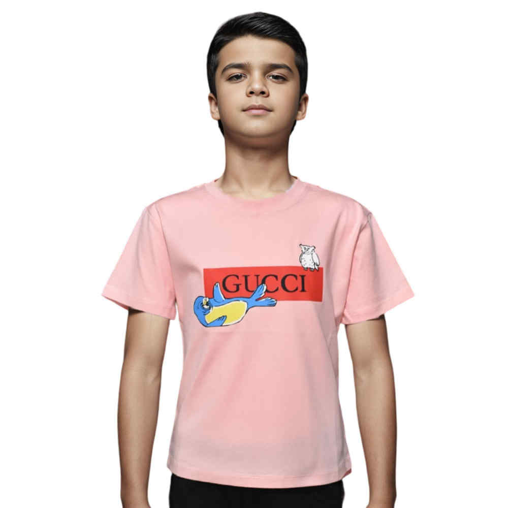 Gucci Baby Pink Premium Seal Print Kids T-shirt