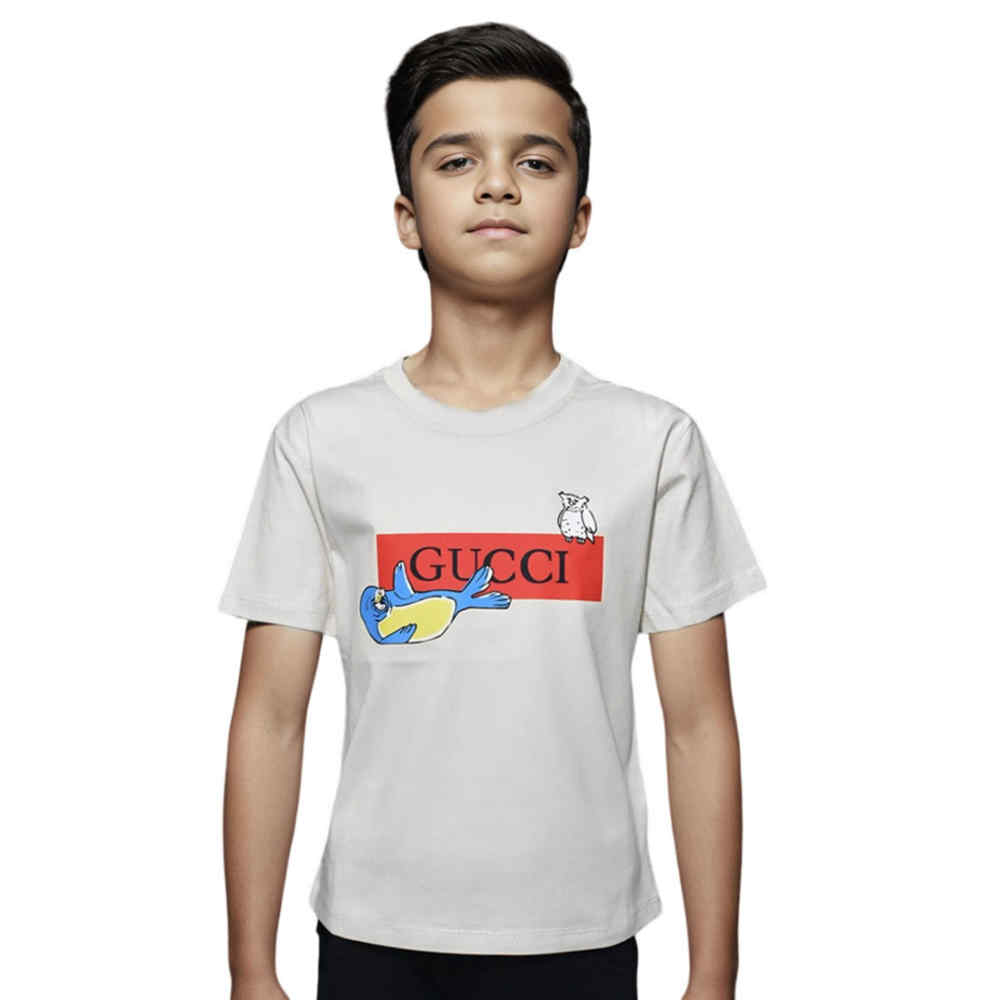 Gucci Baby White Premium Seal Print Kids T-shirt