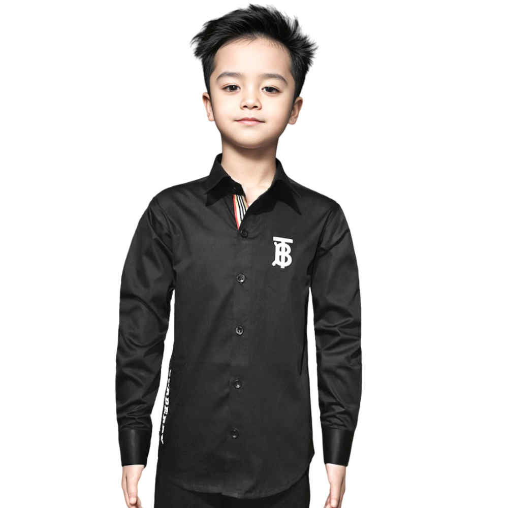 Burberry Embroidered Premium Black Kids Shirt