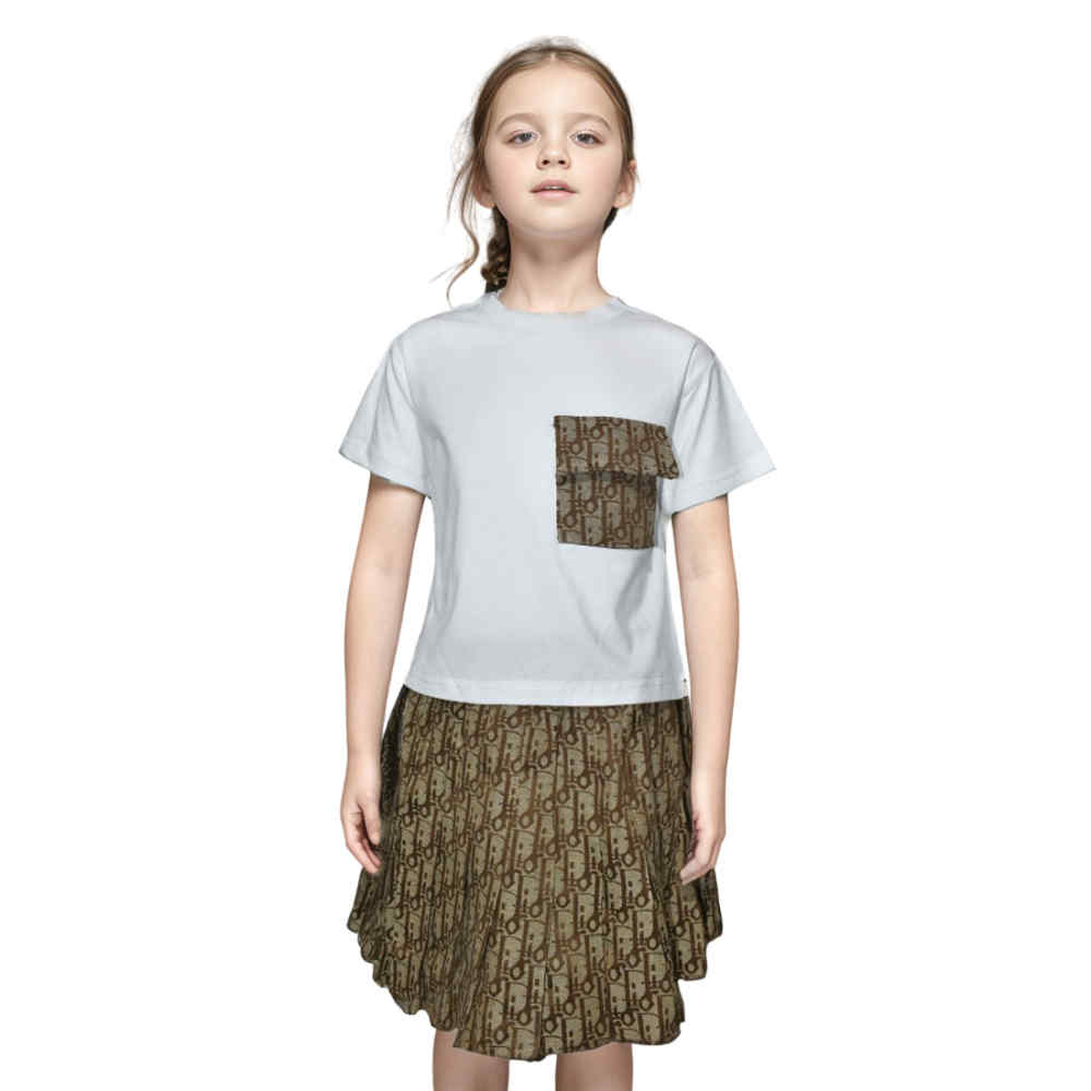 Dior Brown Premium Quality Girls Co-ord Set