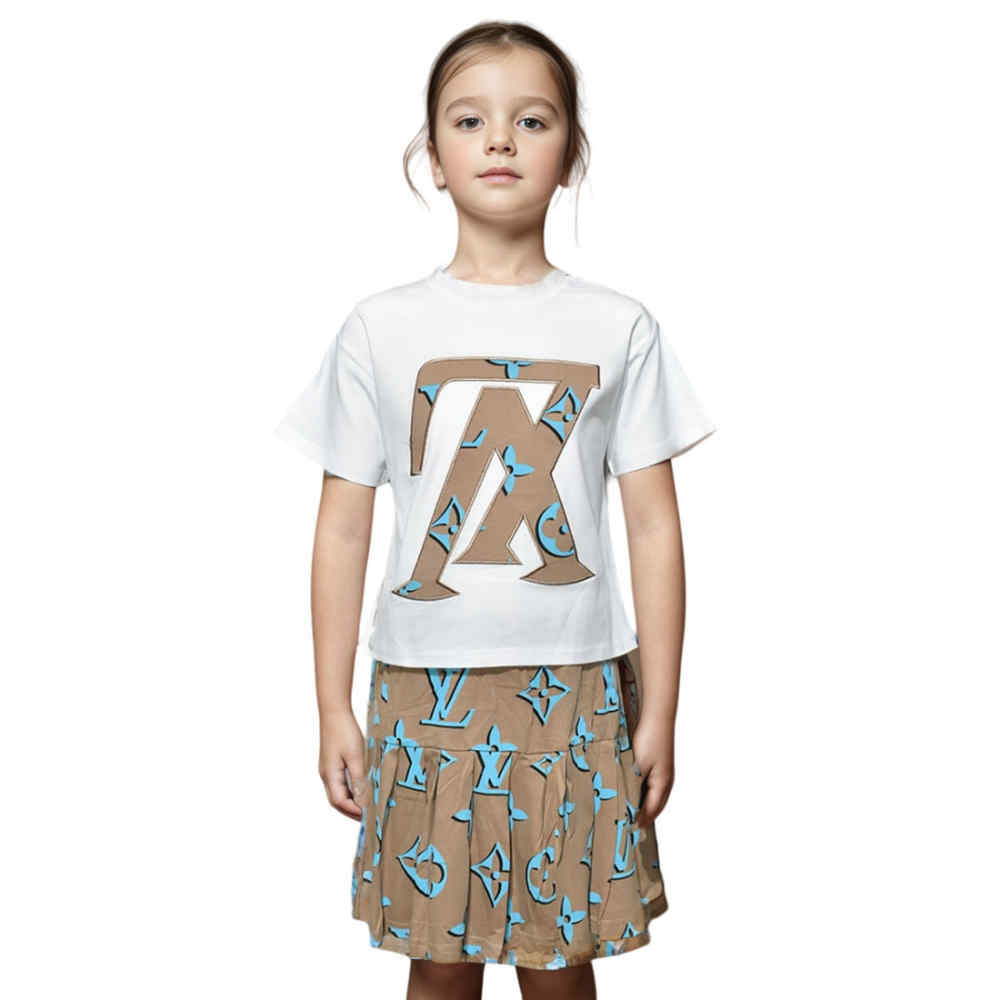 Louis Vuitton Signature Print White Girls Co-ord Set