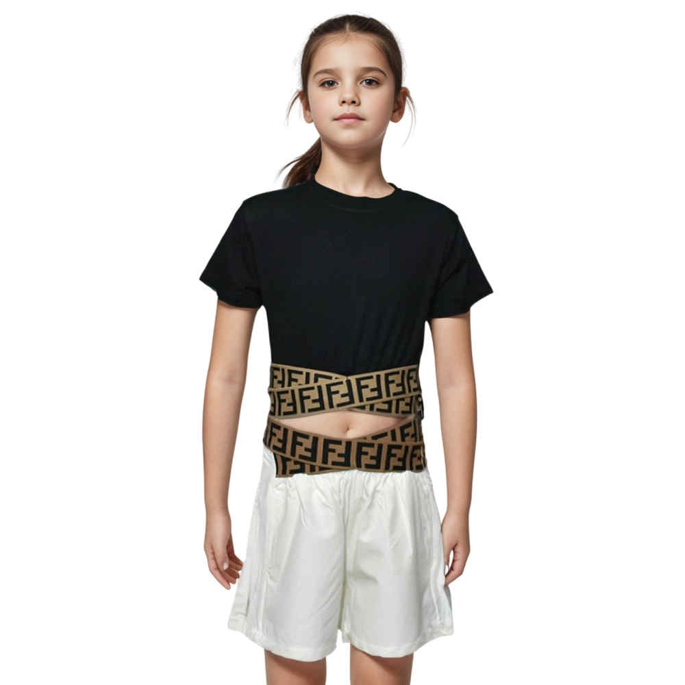 Fendi logo Printed Black Premium Girls Co-ord Set