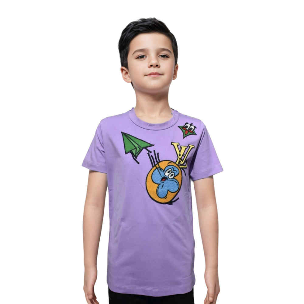 Louis Vuitton Purple Embroidery Design Kids T-shirt